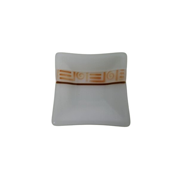 Artist signed (Gayle "12) Art Glass Ashtray / Trinket / Key Dish- Square with Gr - Picture 2 of 3